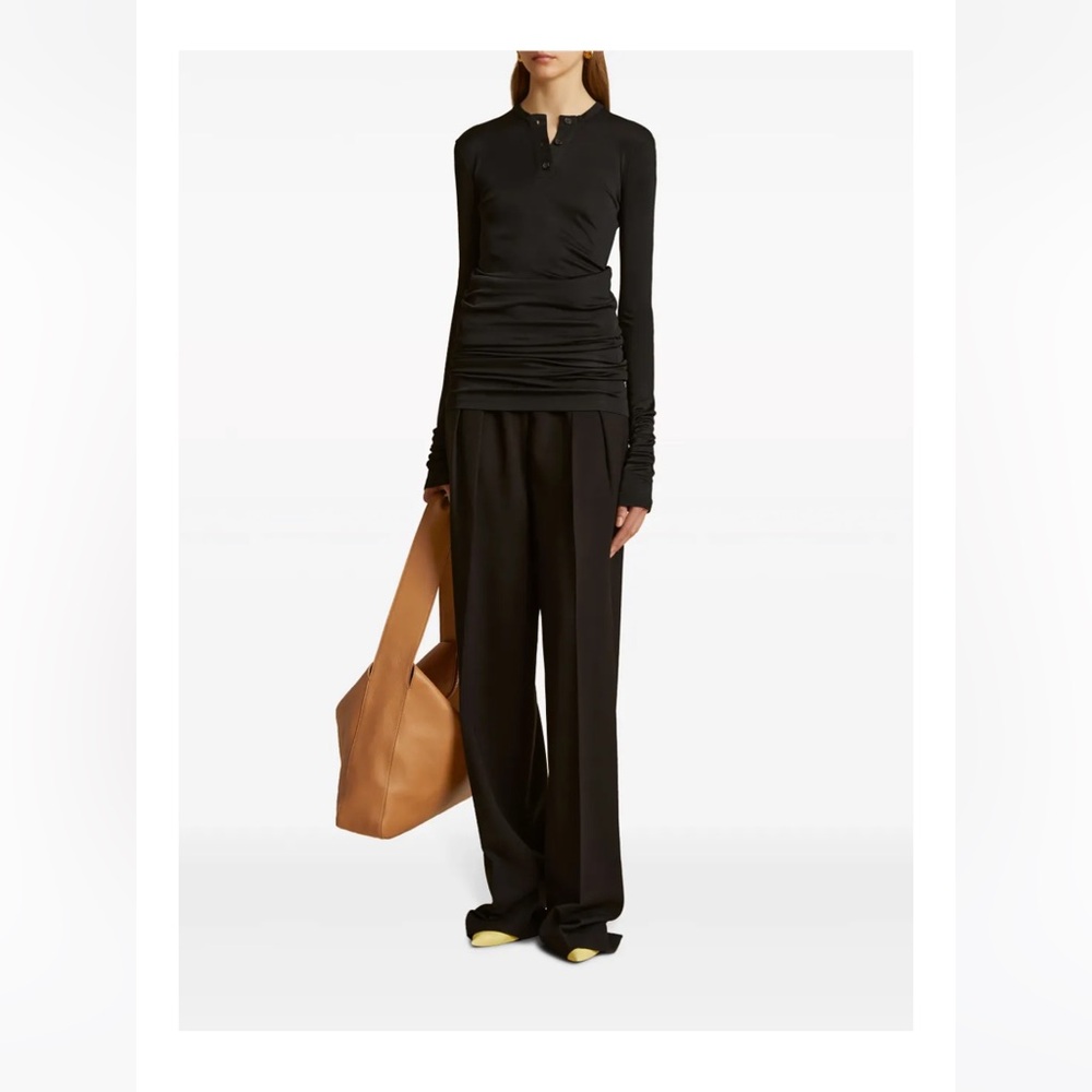 KHAITE High Rise Black Wide-Leg Pants Size 4/6 NWT
